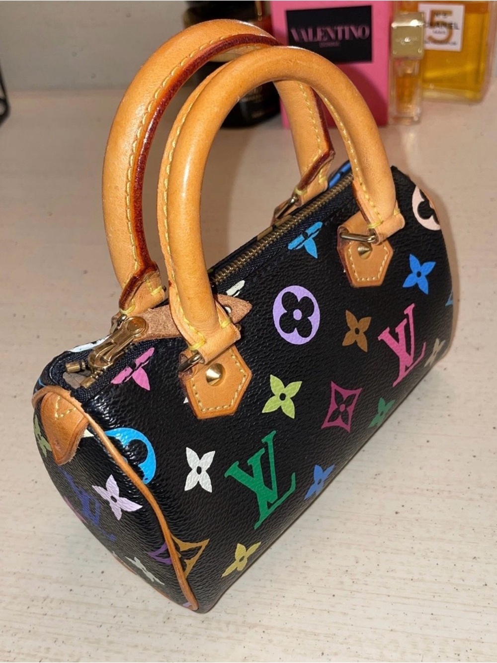 Louis Vuitton Black Multicolor Mini Speedy HL